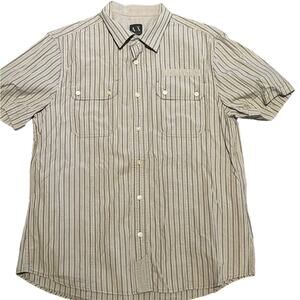 AX Armani Exchange Gray and White Plaid Short Sleeve Cotton Shirt Large